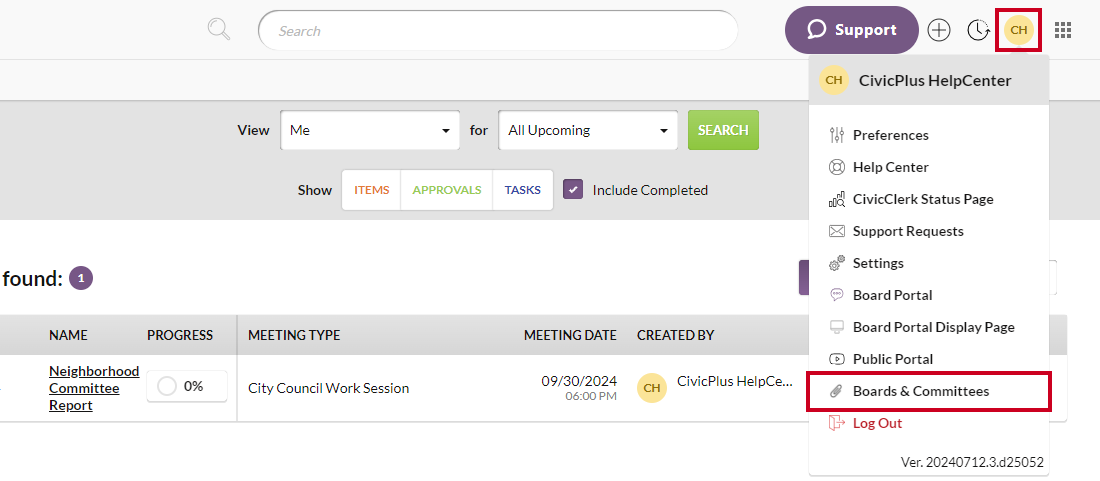 screenshot of CivicPlus Agenda & Meeting Management